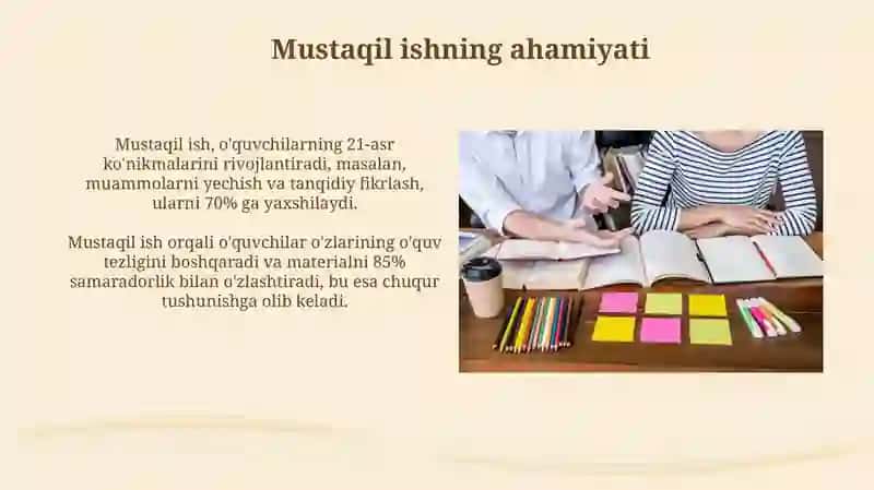 Mustaqil ishning ahamiyati 3