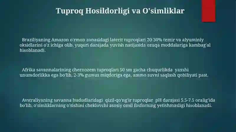 Savannalar va tropik oʻrmonlar tabiat zonasi tuproqlari 3