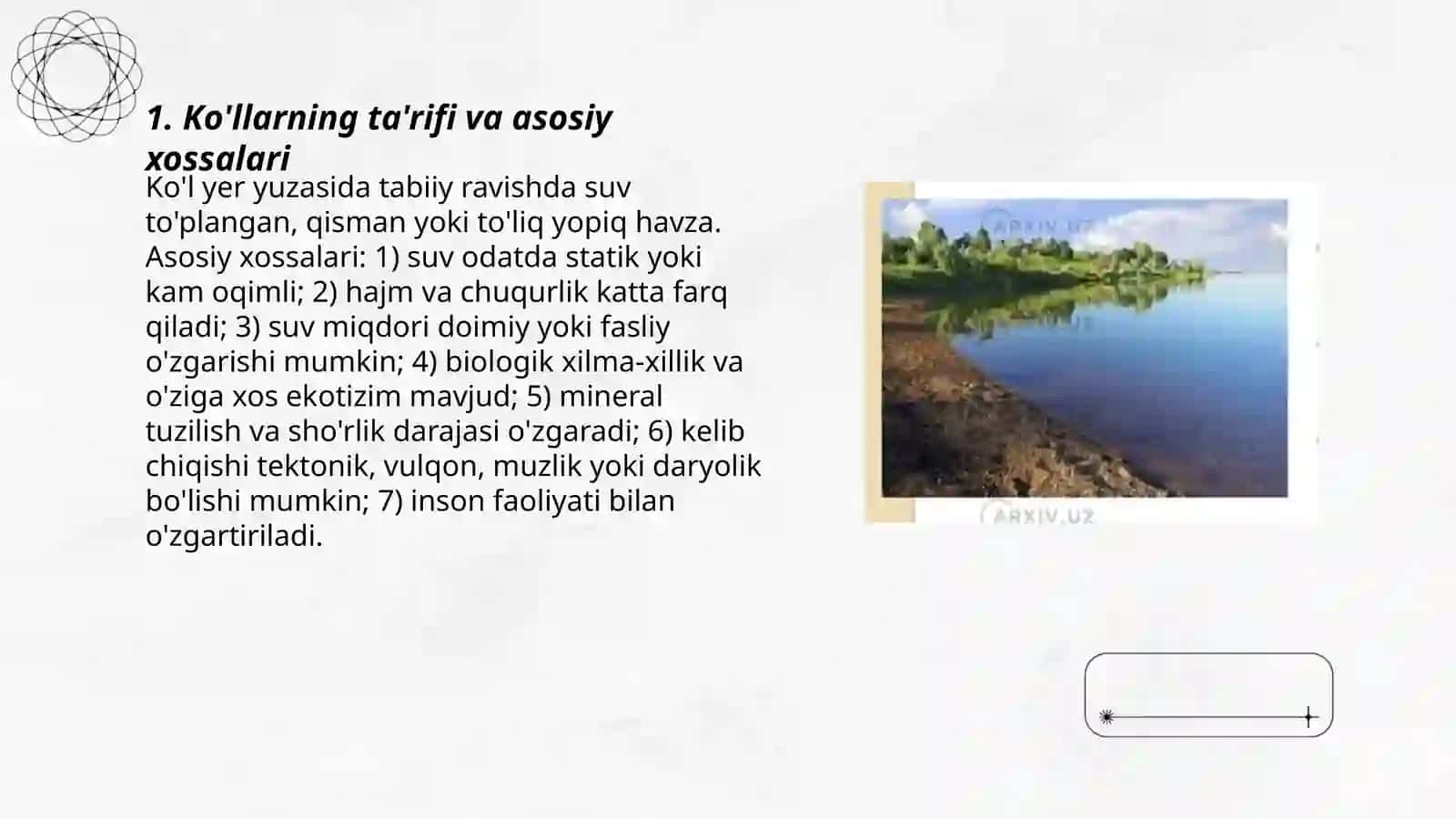 Ko'llarning ta'rifi va asosiy xossalari 3