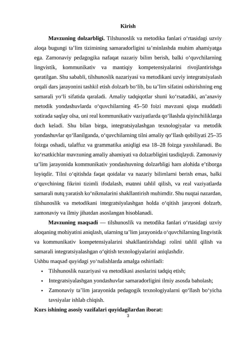 Tilshunoslik va metodika fanlari o'rtasidagi uzviy aloqa. 3