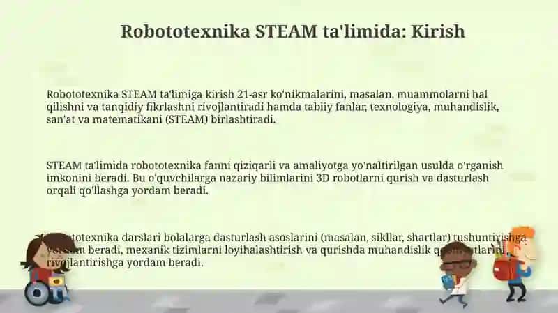 Robototexnika STEAM talim moduli sifatida 3