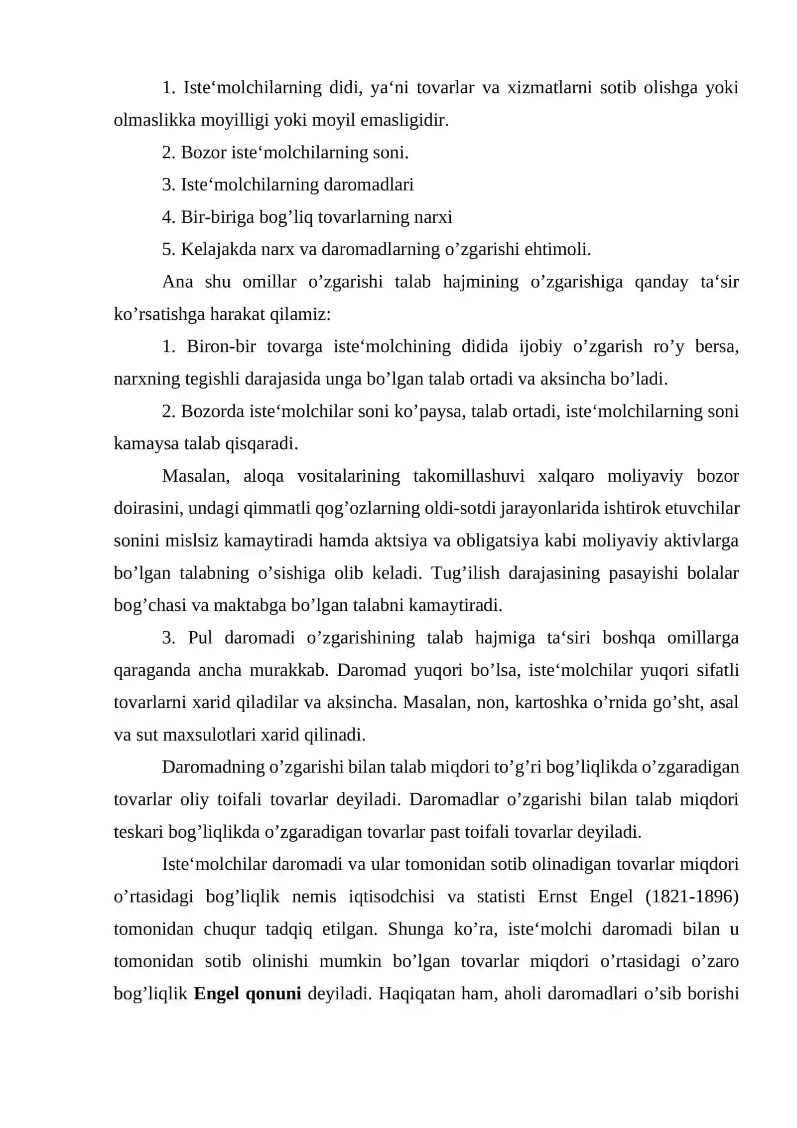 Talab, taklif, bozor muvozanati 3