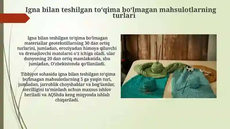 Igna bilan teshilgan toʻqima boʻlmagan mahsulotlar 3