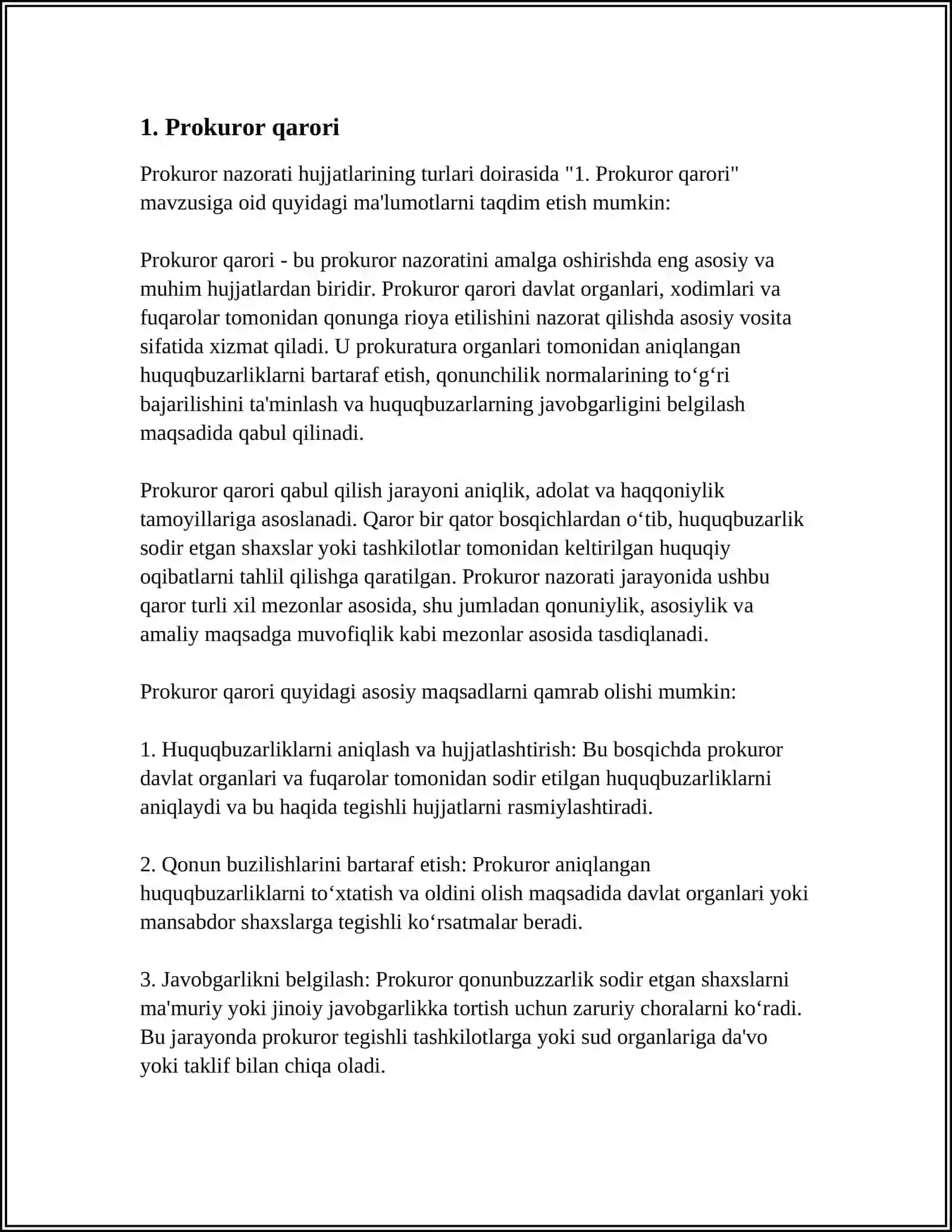 PROKUROR NAZORATI HUJJATLARINING TURLARI 3