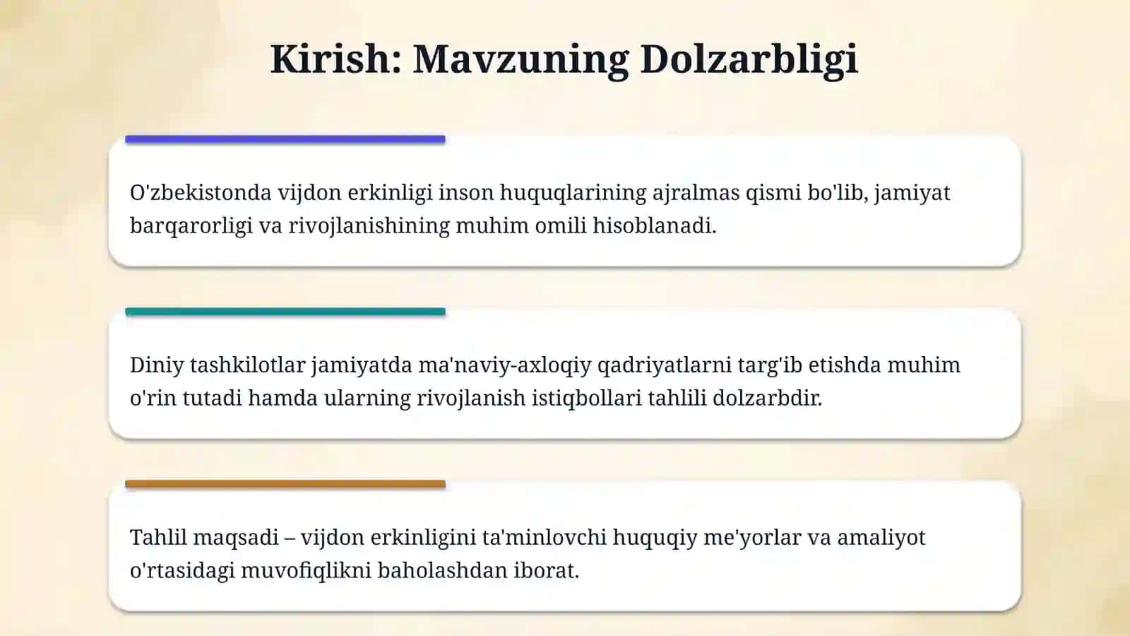 Vijdon erkinligi va diniy tashkilotlar xaqida 3