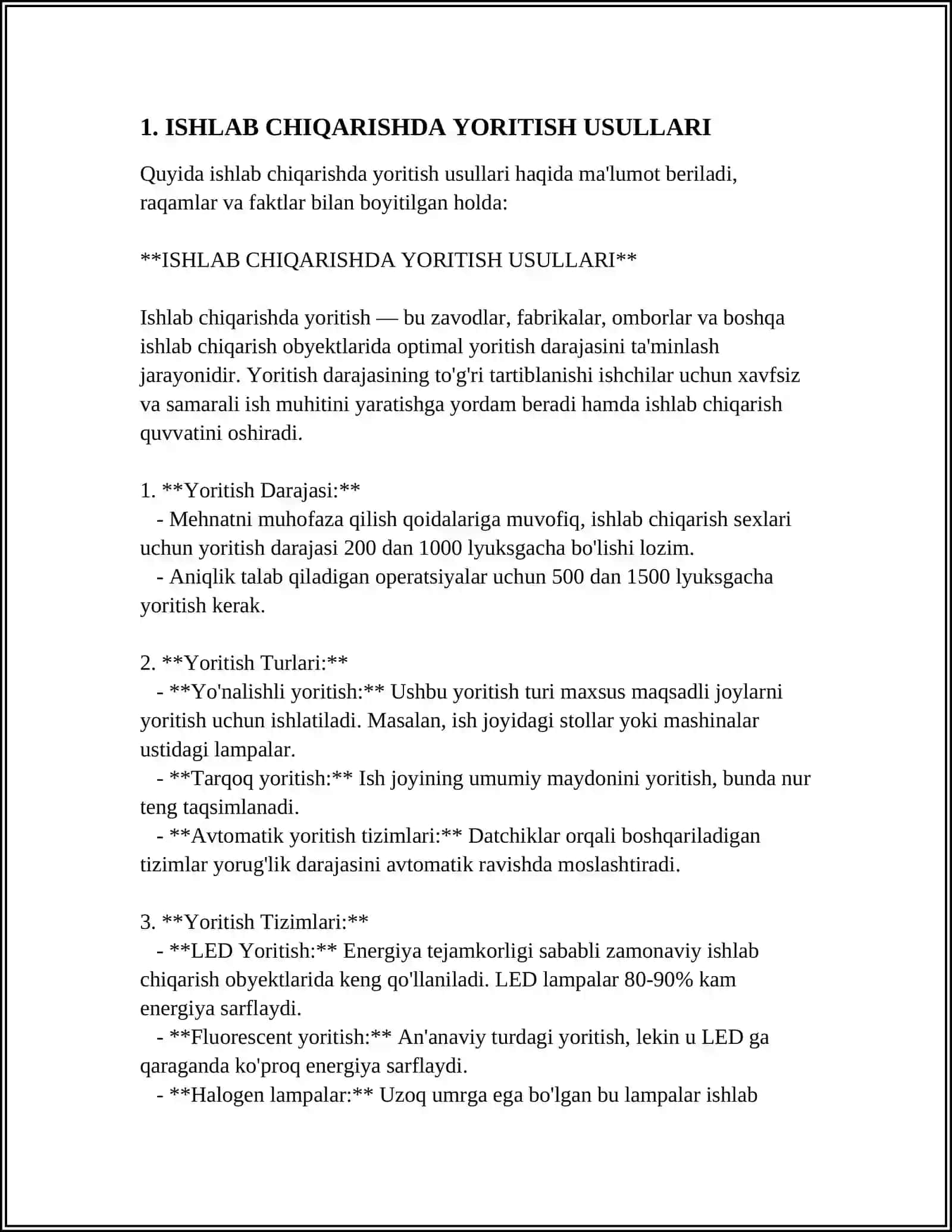 ISHLAB CHIQARISHDA YORITISH 3
