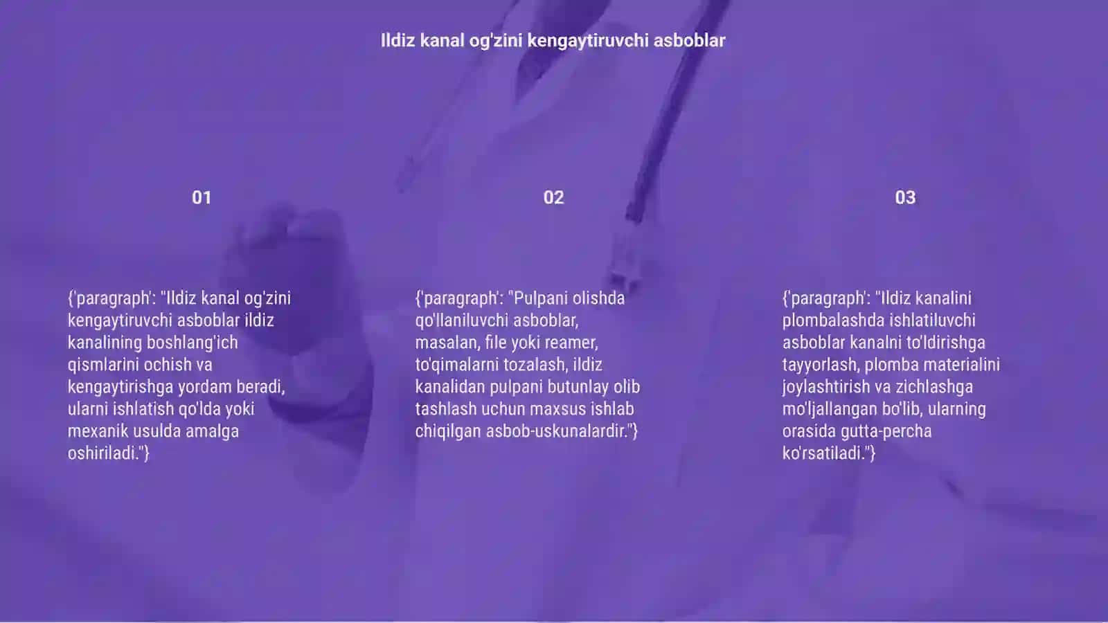 Ildiz kanal og'zini kengaytiruvchi asboblar 3