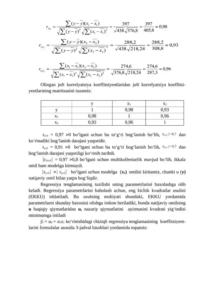 JUFT KORRELYATSION-REGRESSION TAHLILDAN FOYDALANISH 3