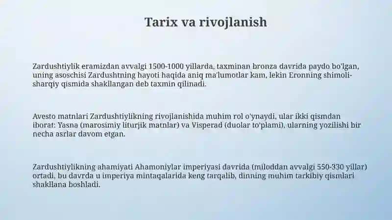 Milliy dinlar.Zardushtiylik dini 3