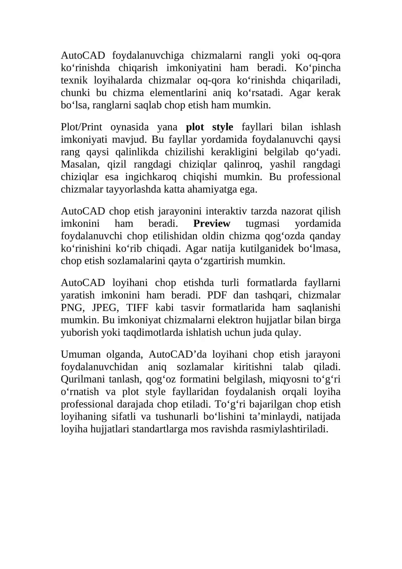 AutoCAD’da loyihani chop etish (Plot/Print) 3