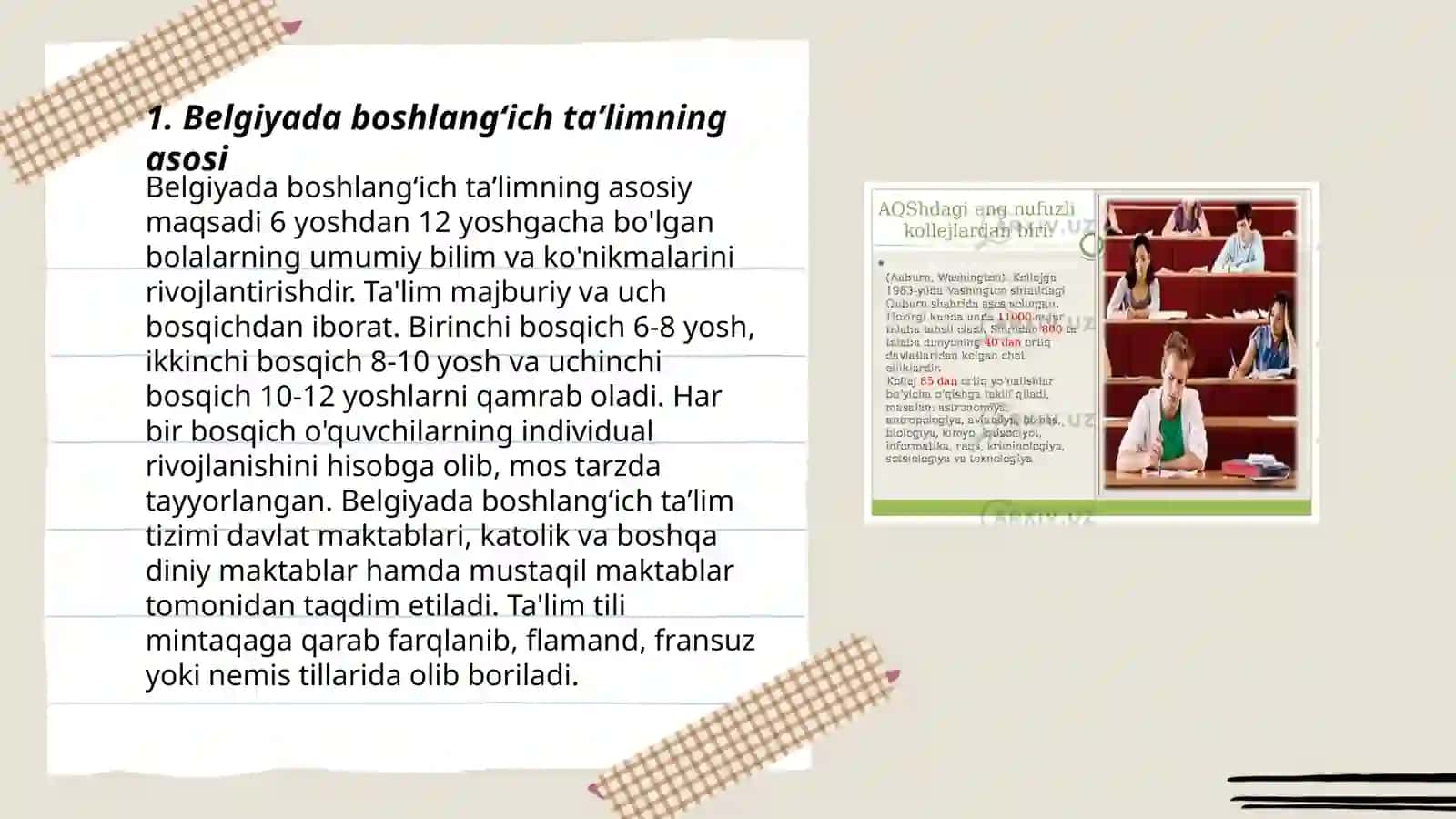 Belgiya boshlangʻich ta'lim tizimi 3