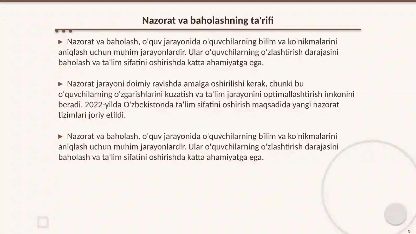 Òquvchilarning bilim konikma va malakalarni nazorat qilish va baholash 3
