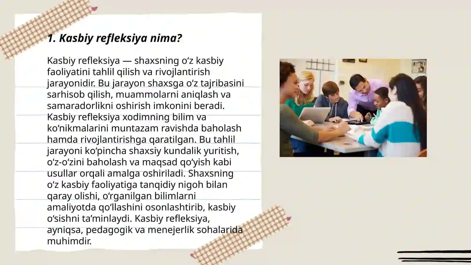 O'qituvchi pedagogik faoliyatida kasbiy refleksiya oʻrni 3