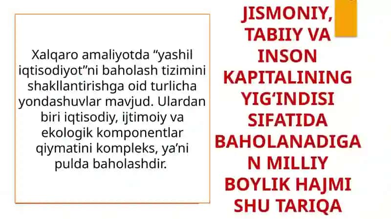 “YASHIL IQTISODIYOT”NI BAHOLASH  AMALIYOTI 3