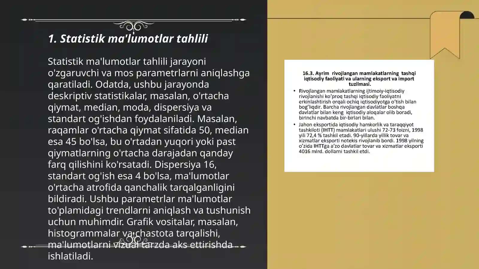 Statistik ma’lumotlarning tarkibi va tashqi iqtisodiy faoliyati 3