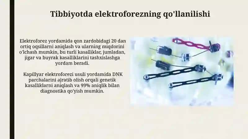Elektrofarez usuli. Tibbiydagi ahamiyati 3
