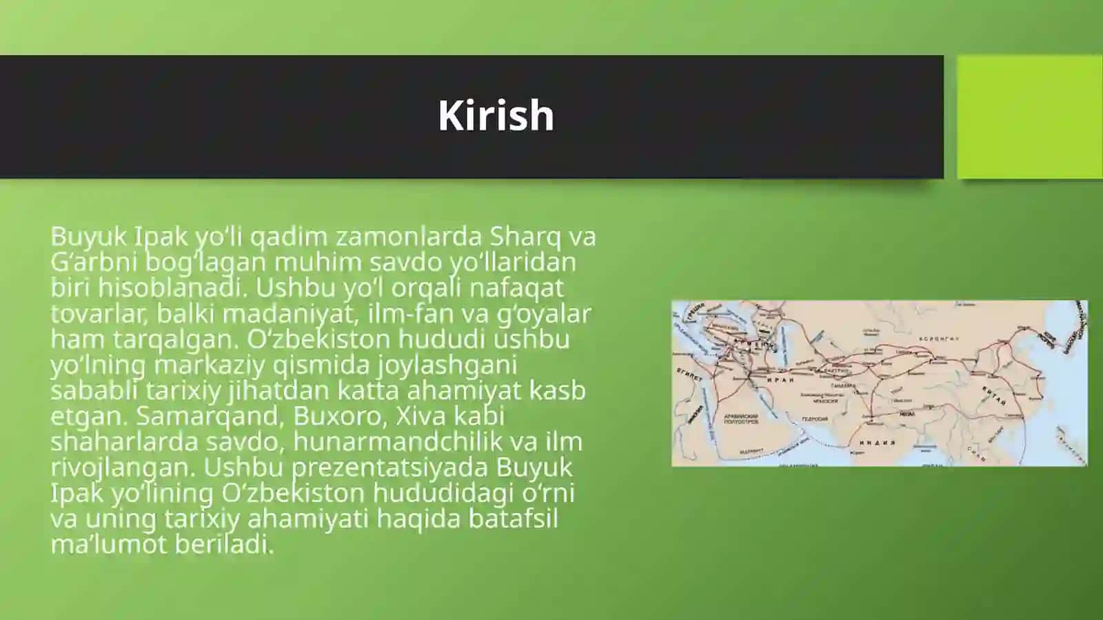 O'zbekiston hududidagi Buyuk Ipak yo'li va uning tarixiy ahamiyati. 3