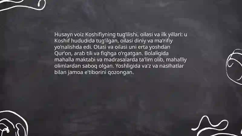 Husayn voiz Koshifiy hayoti va ijodi 3