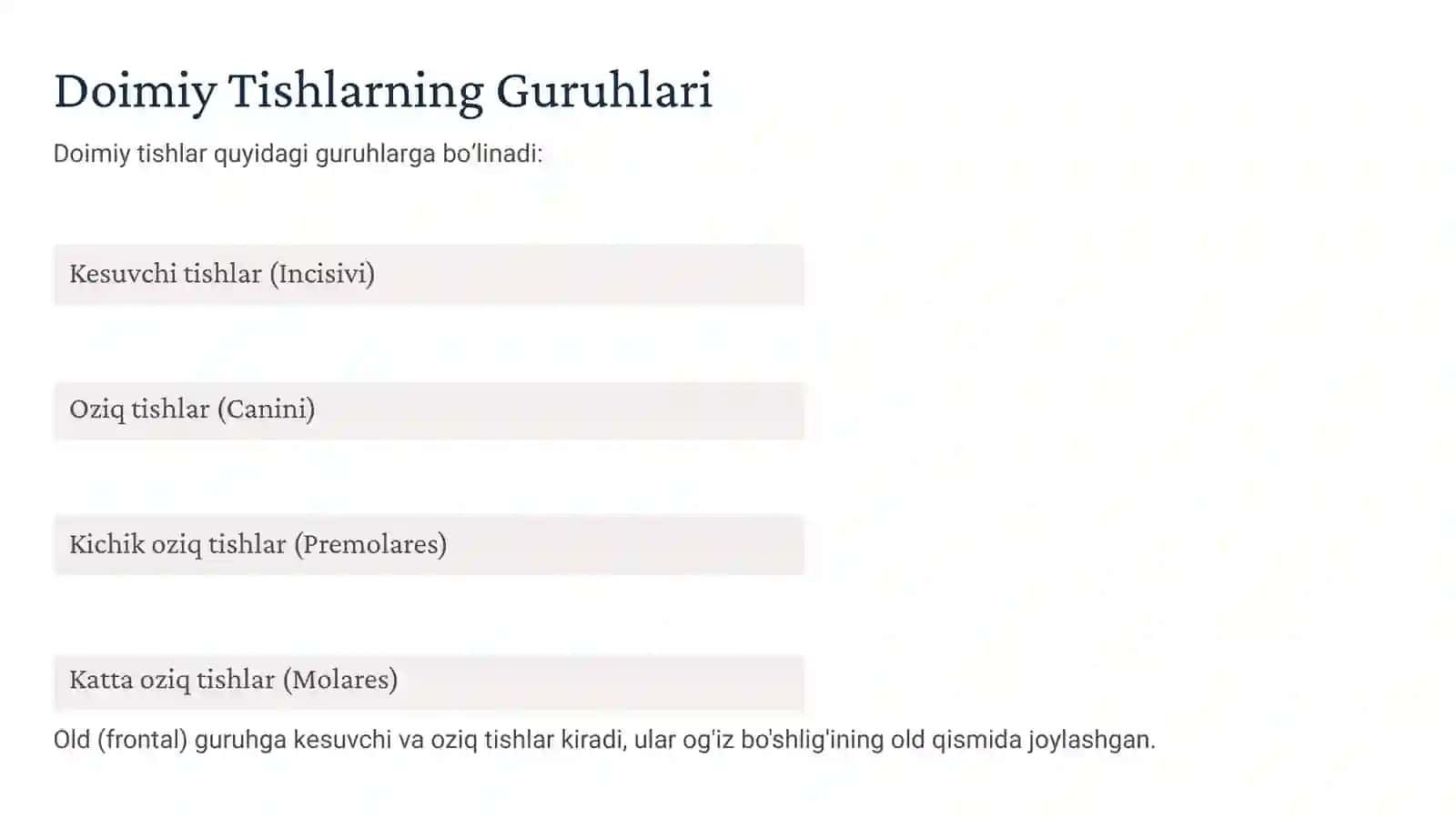 Doimiy Tishlov Anatomiyasi: Old Tishlarning Ahamiyati 3