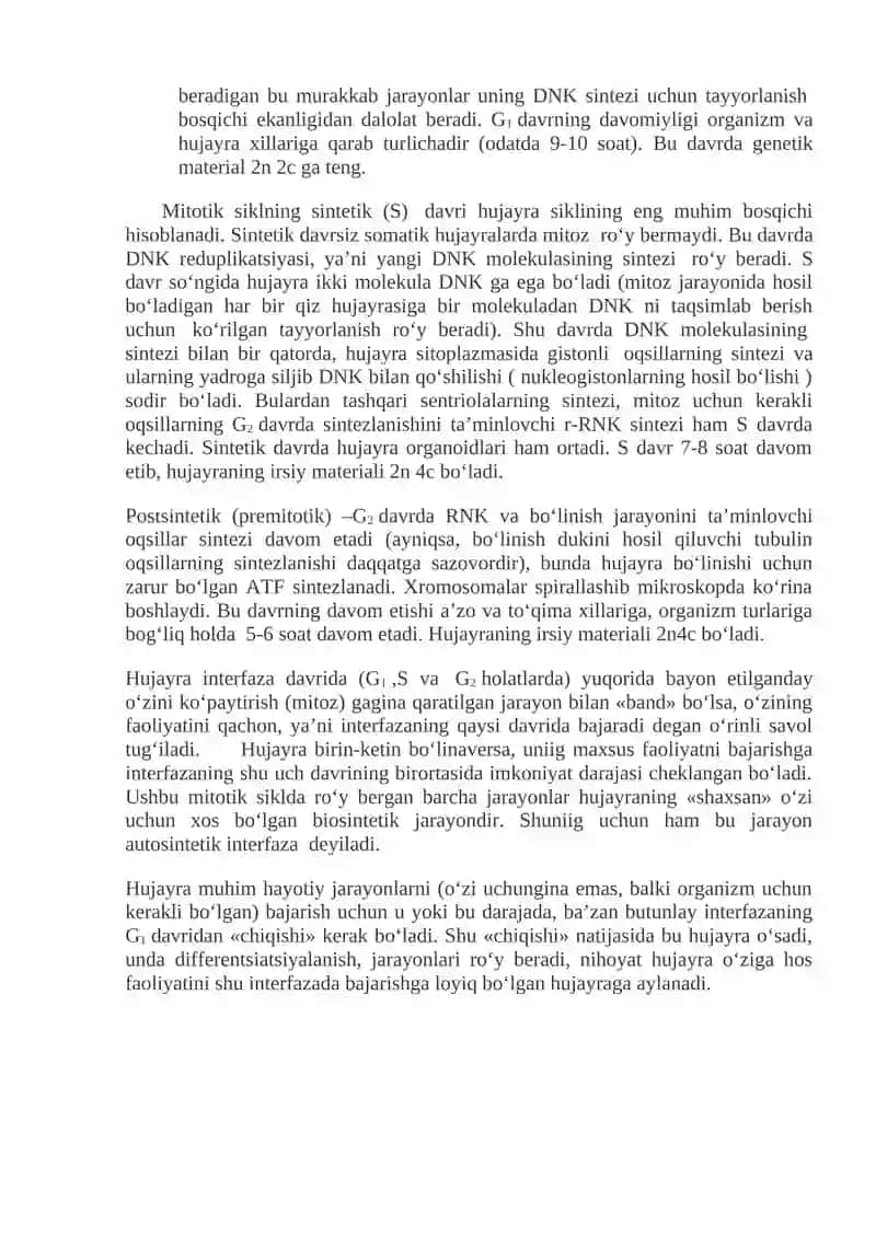 Hujayralarning mitotik bo’linishi va hayotiy sikli 3