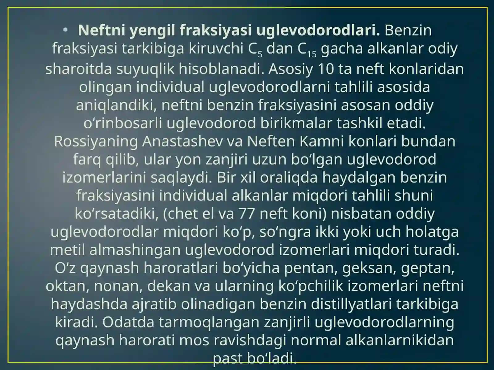 Uglevodorod gazlarini fraksiyaga ajratish 3