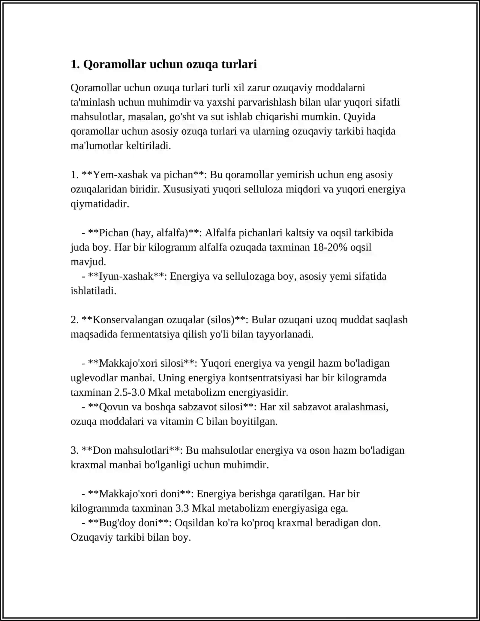 QUVVATI 150 T/SUTKA BOʻLGAN QORA MOLLAR UCHUN OMUXTA YEM ISHLAB CHIQARISH TEXNOLOGIYASI 3