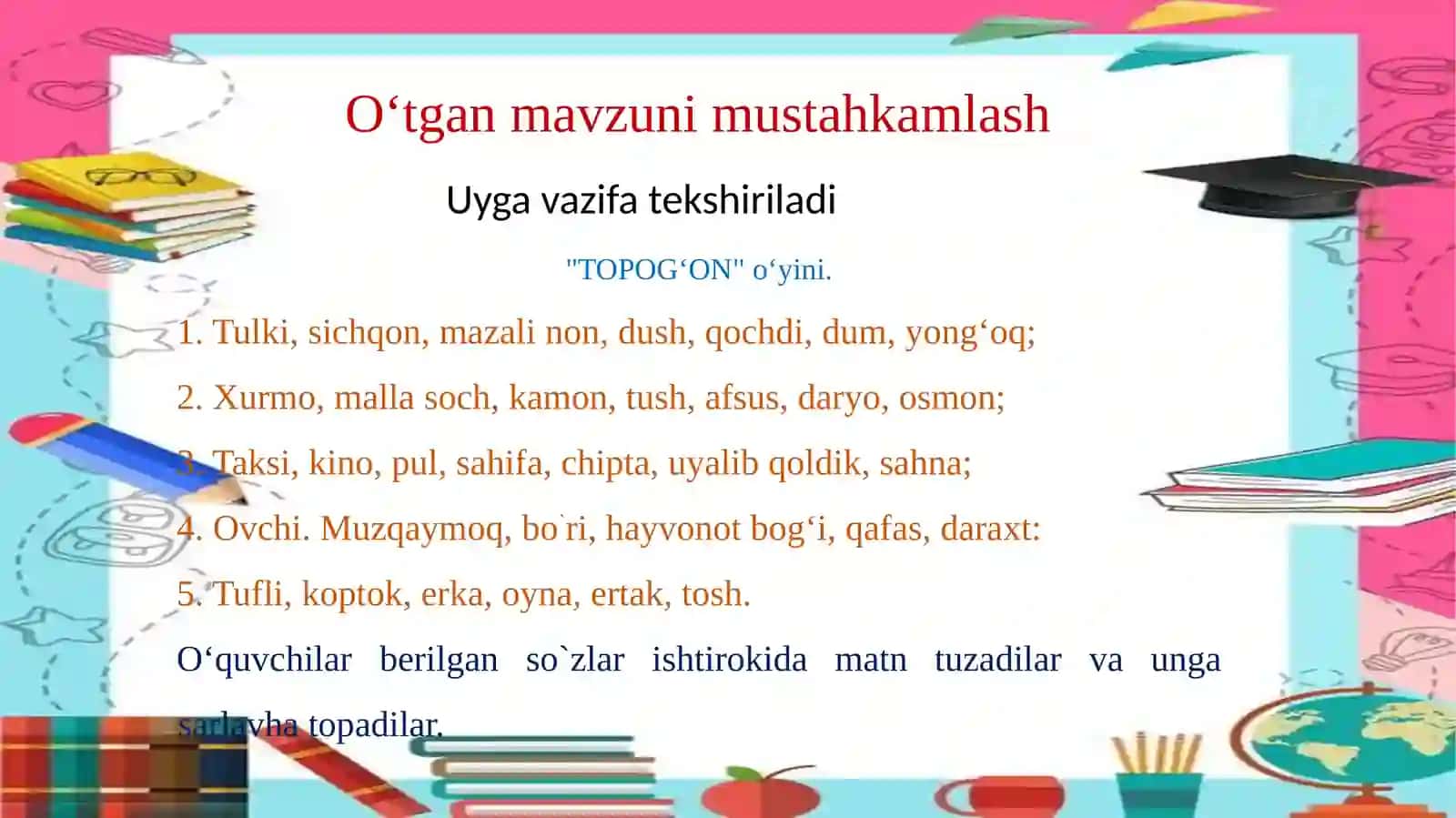 3-sinf Ona tili fanidan Nazorat ishi (Test) 3