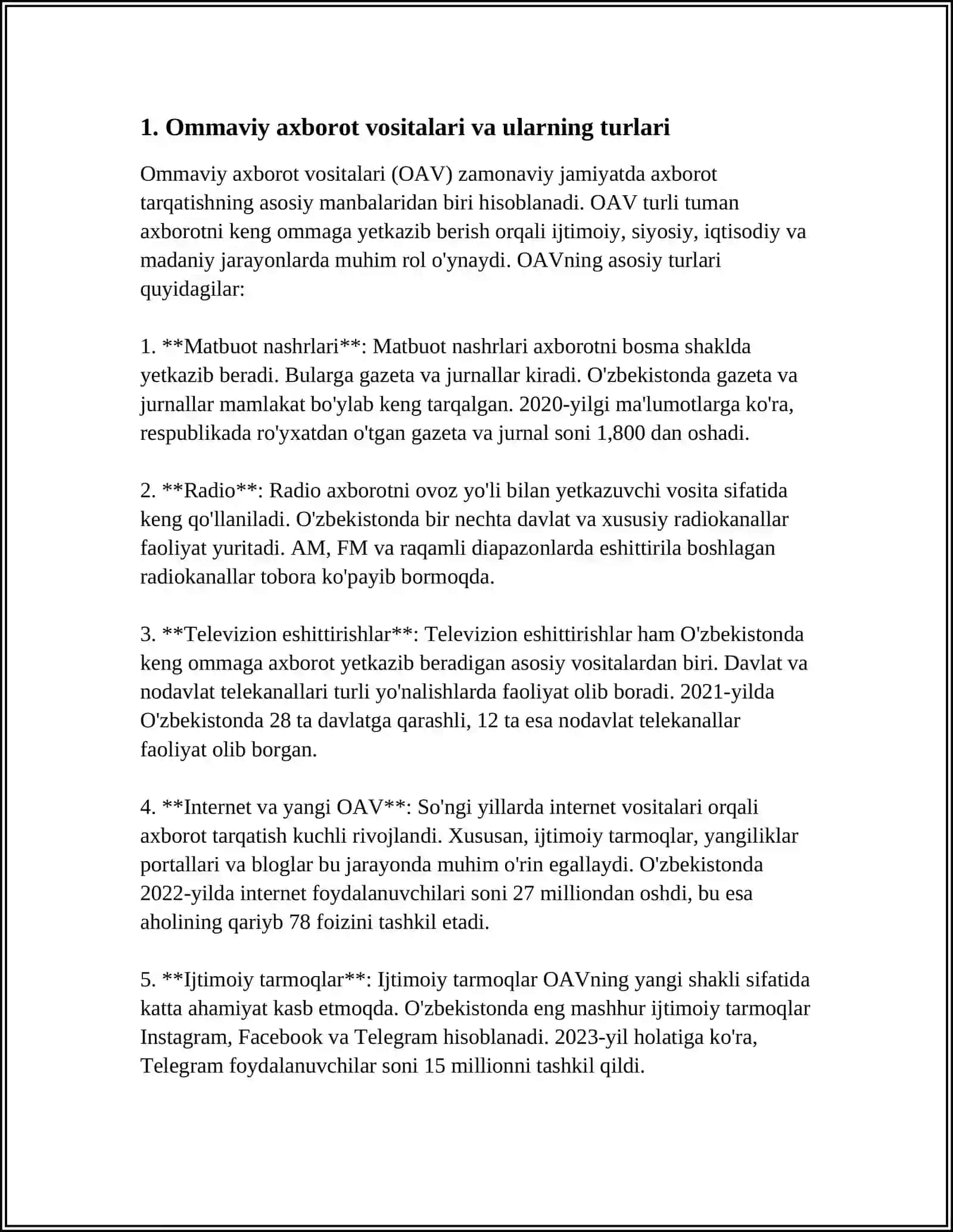 Ommaviy axborot vositalari va ularning faoliyati 3