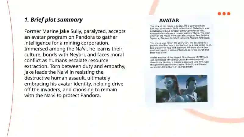 Writing a short review or a film (Avatar) 3