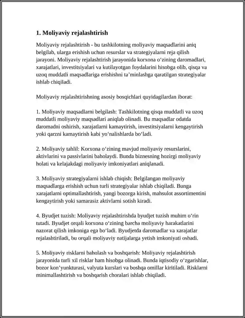 MOLIYA MENEJMENTINING ASOSIY FUNKTSIYALARI 3