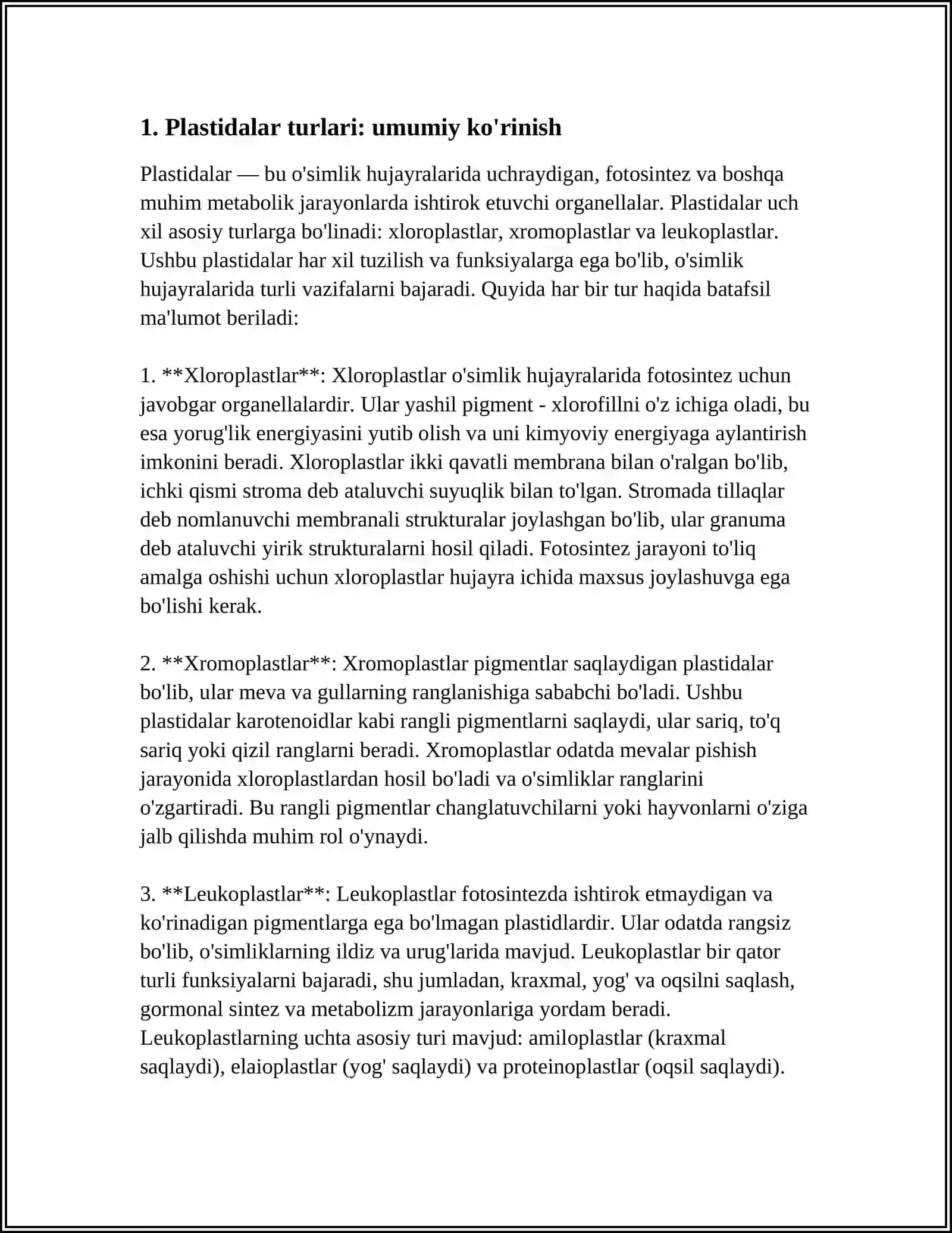 PLASTIDA TURLARI VA ULARNING VAZIFALARI 3