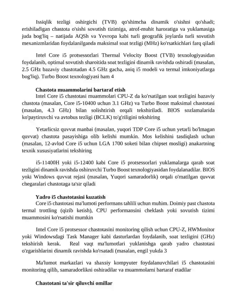 Core i5 chastotasi haqida 3