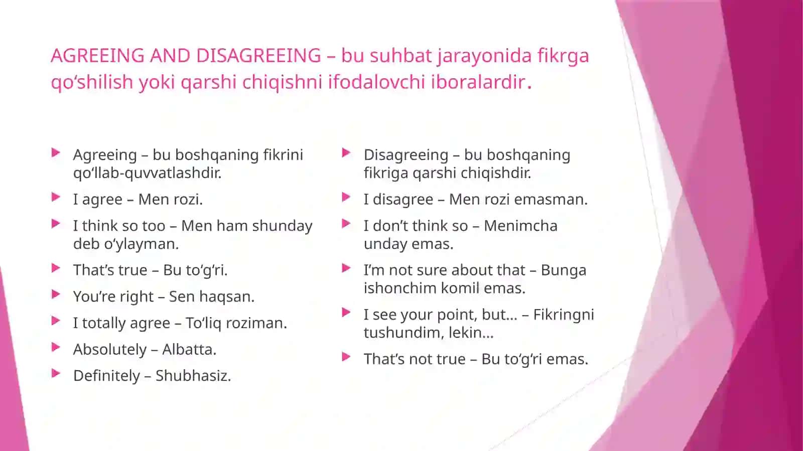 Agreeing and Disagreeing in Spoken English 3