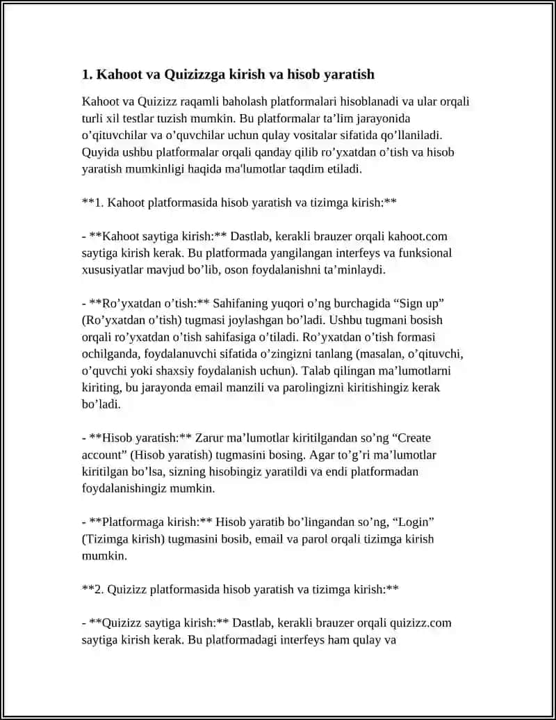 RAQAMLI BAHOLASH PLATFORMALARI (KAHOOT, QUIZIZZ) 3