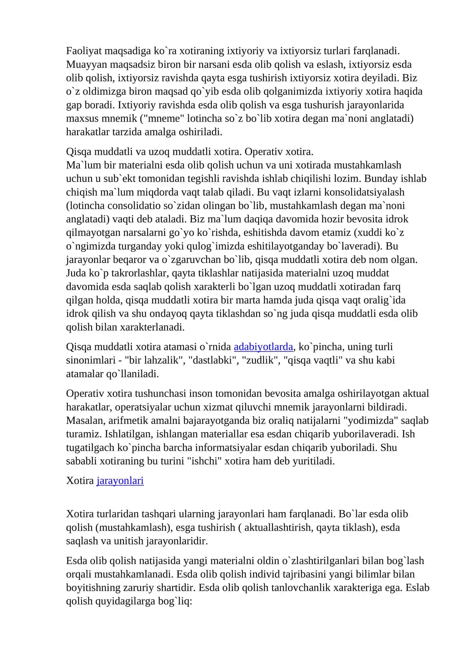 Umumiy psixologiya - Xotira turlari va uning jarayonlari 3