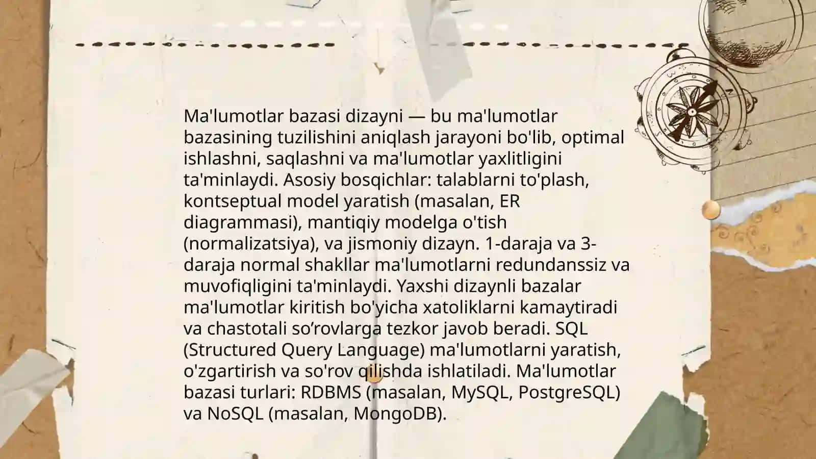 Ma'lumotlar bazasi dizayni 3