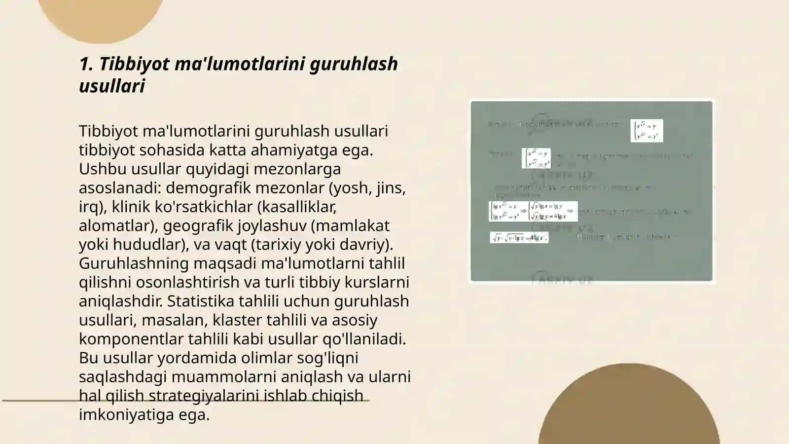 Tibbiyot sohasiga oid jadval ma’lumotlarini guruhlash, tartiblash, saralash va filtrlash 3
