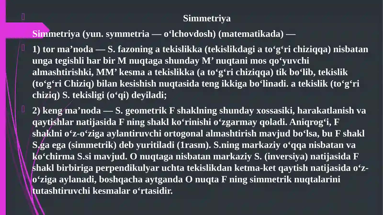 GRAFIK KO’RINISHDAGI SHAKLLAR USTIDA ISHLASH.SIMMETRIK SHAKLLAR 3