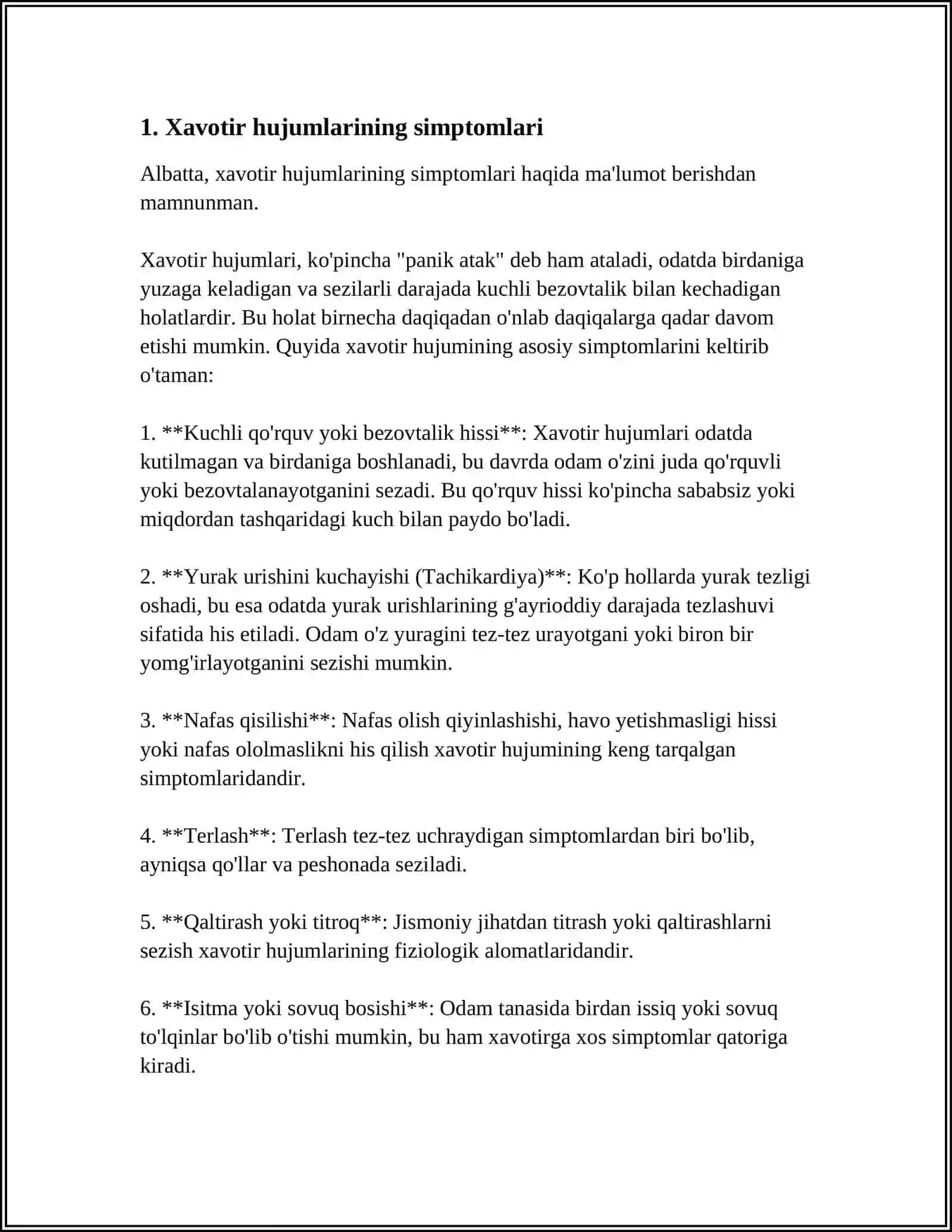 PSIXOLOGIK KASALLIKLAR. XAVOTIR HURUJLARI 3