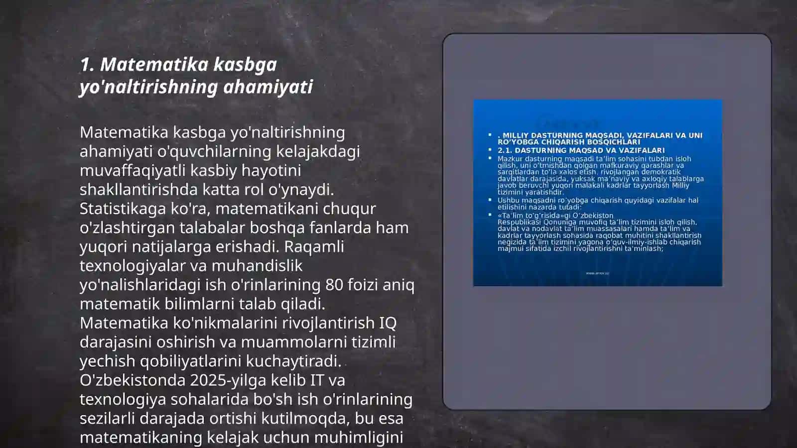 Matematika kasbga yo'naltirishning maqsad va vazifalari 3