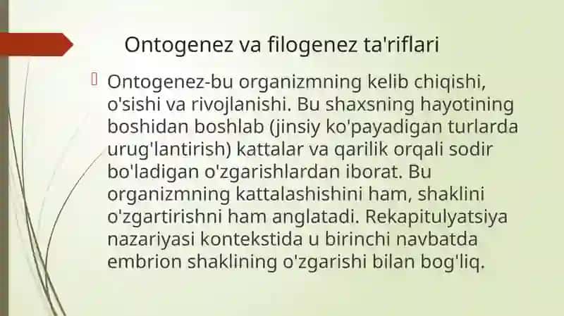 Qoplovchi organlar onto filogenezi 3