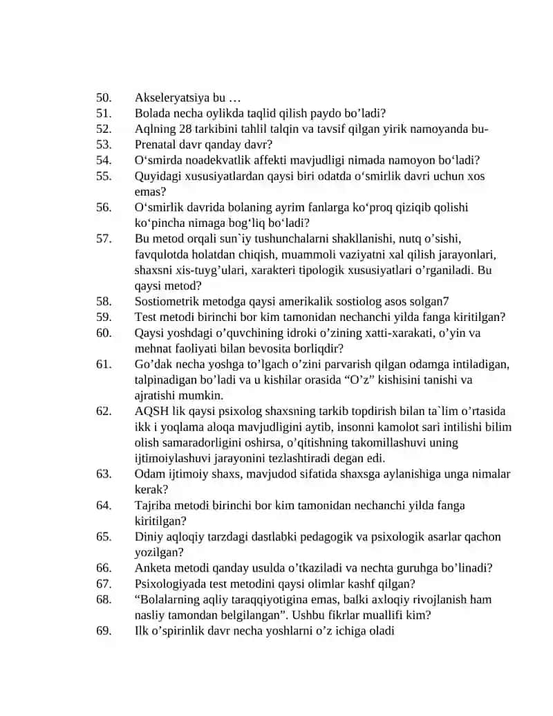 Psixologiya fanidan test savollari 3