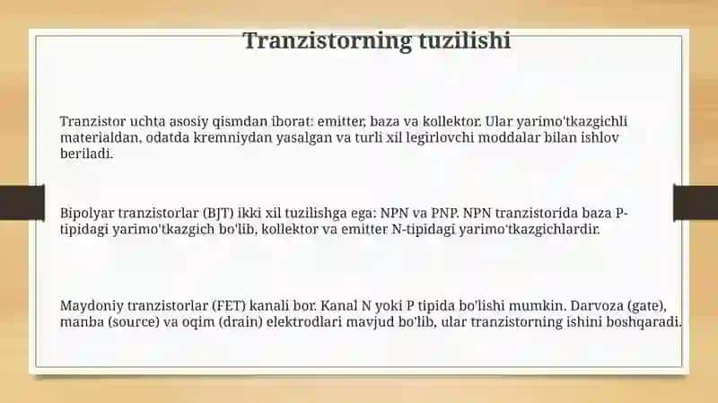 Tranzistorlar tuzulishi 3
