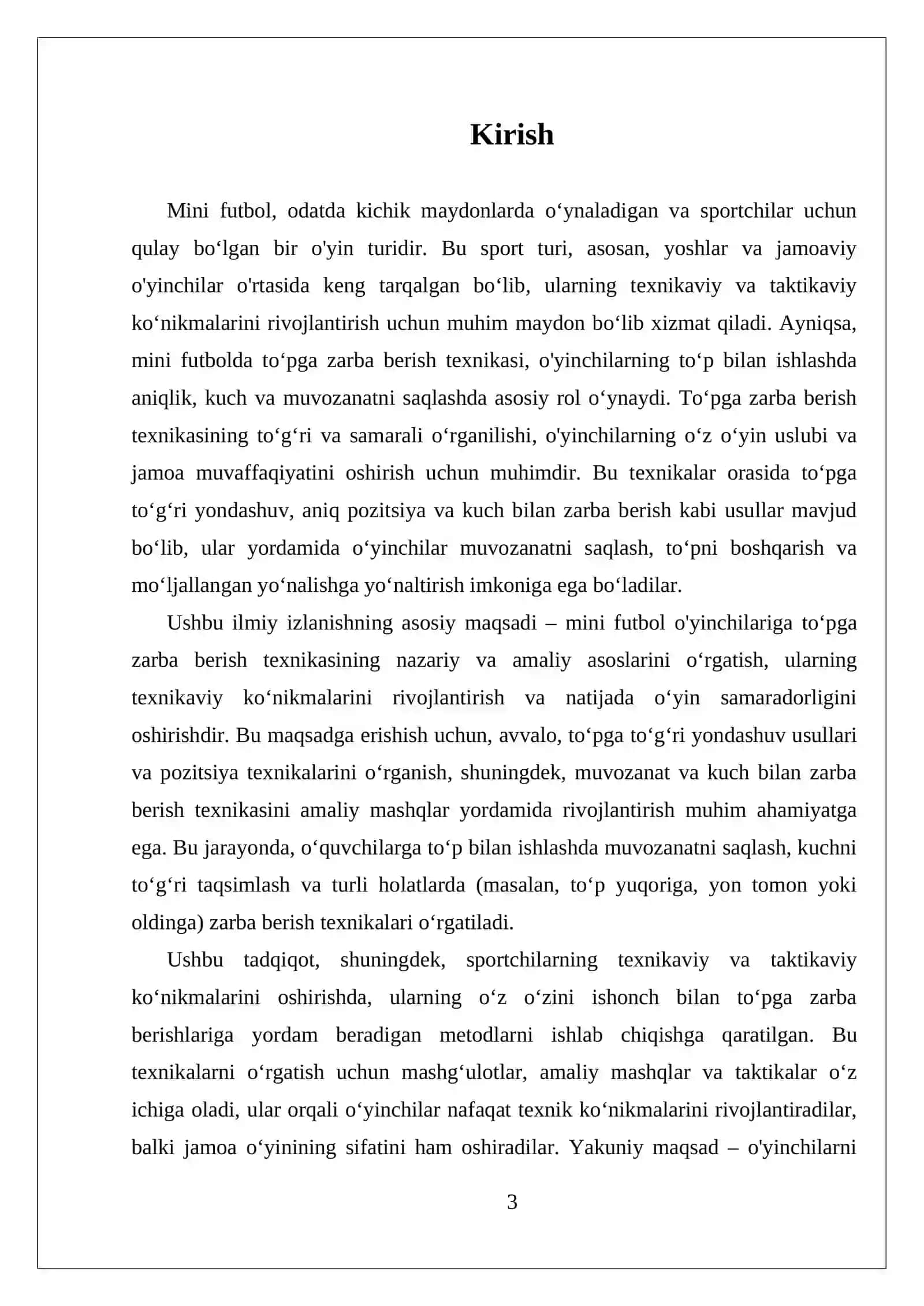 Mini fudbolda toʻpga zarba berish texnikasini oʻrgatish 3