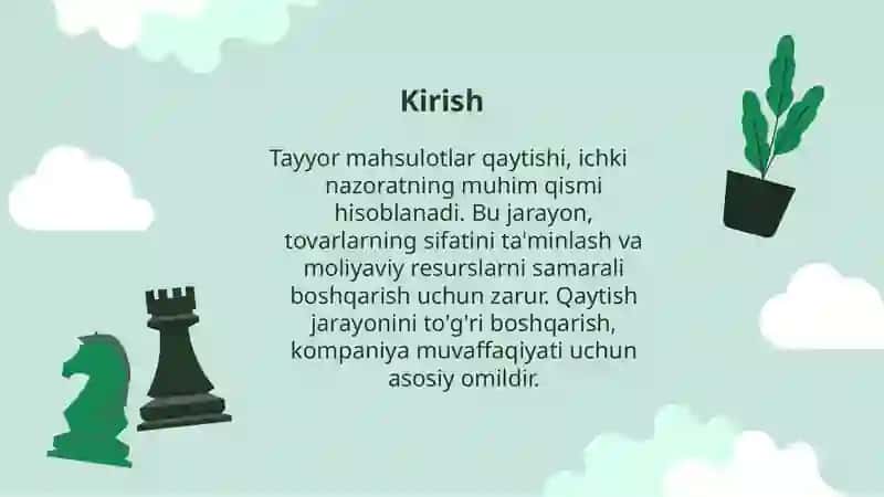 Tayyor mahsulotlar qaytishini hisobga olish 3