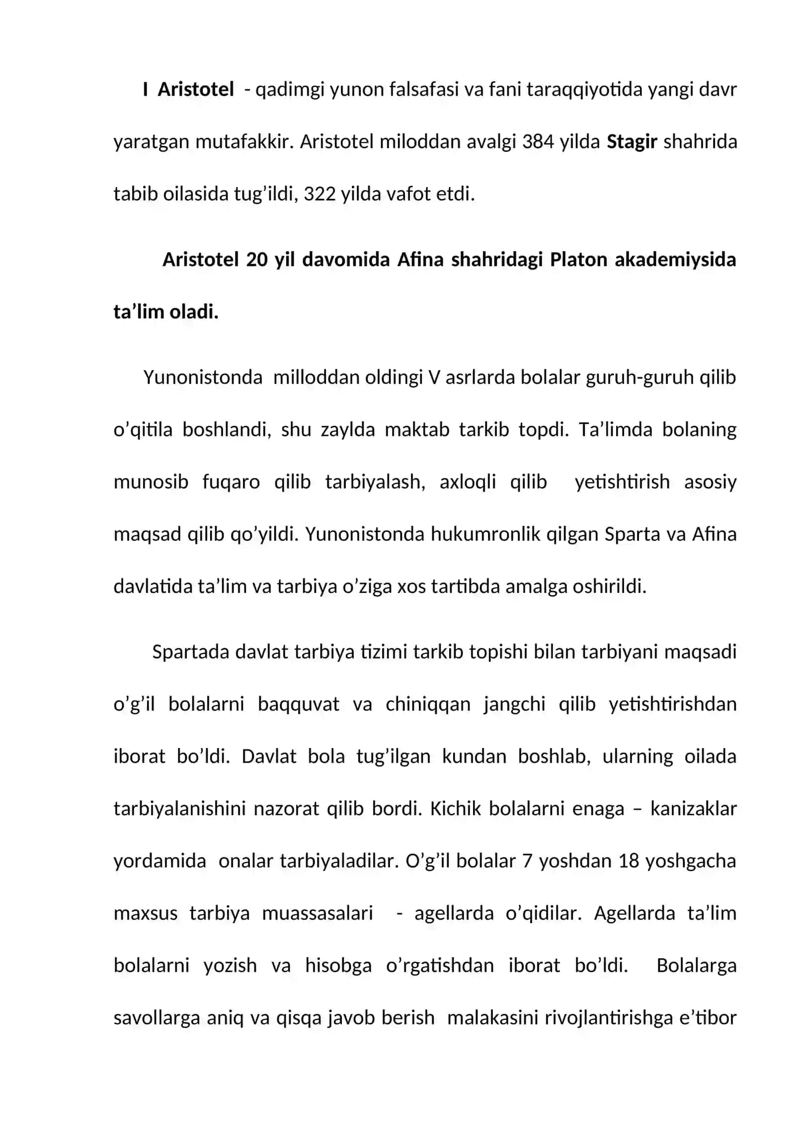 Aristotel hayoti va pedagogik qarashlari 3