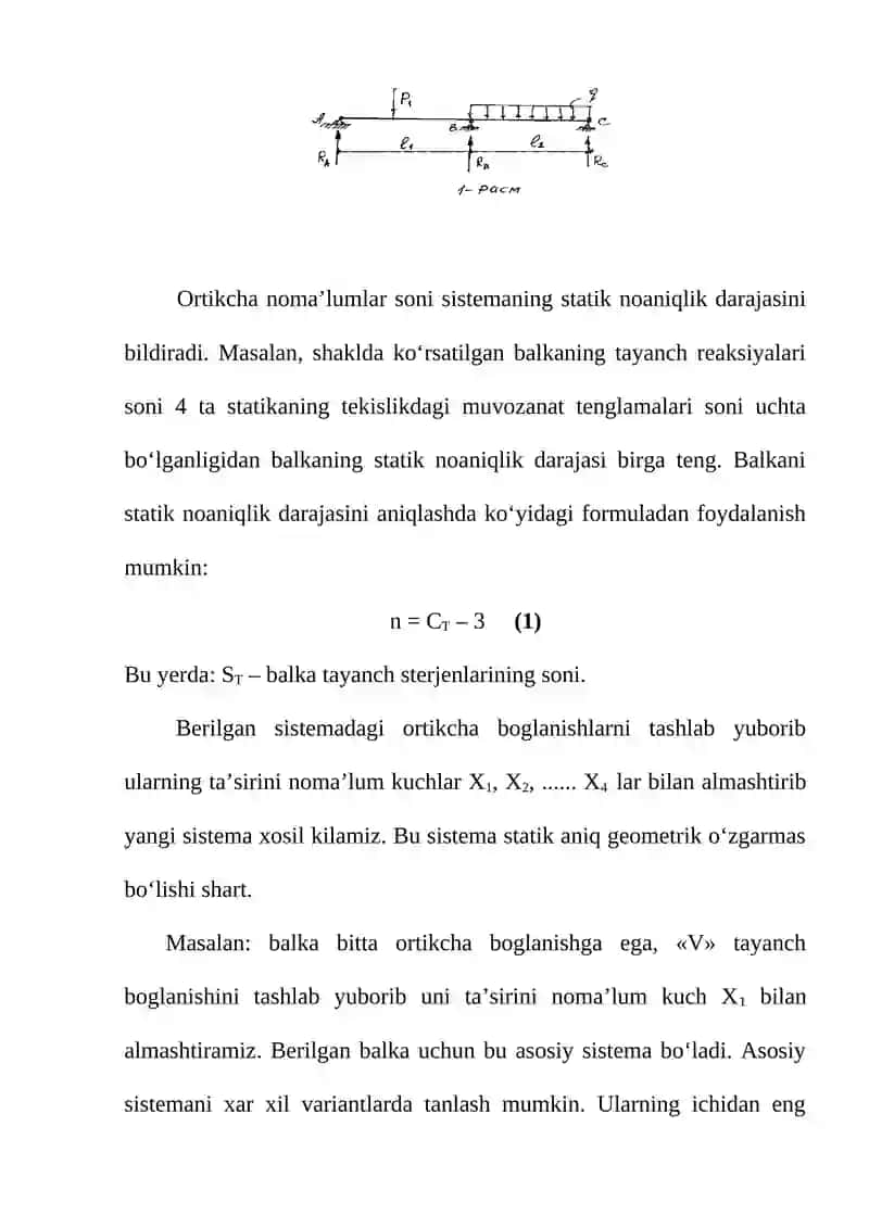 Oddiy statik noaniq sistemalar xisobi 3