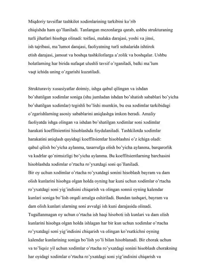 Tashkilotning inson resurslari sonini hisoblash 3