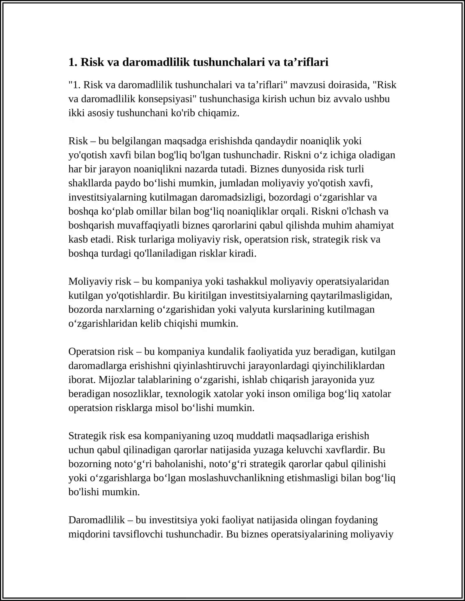 RISK VA DAROMADLILIK KONSEPSIYASI 3