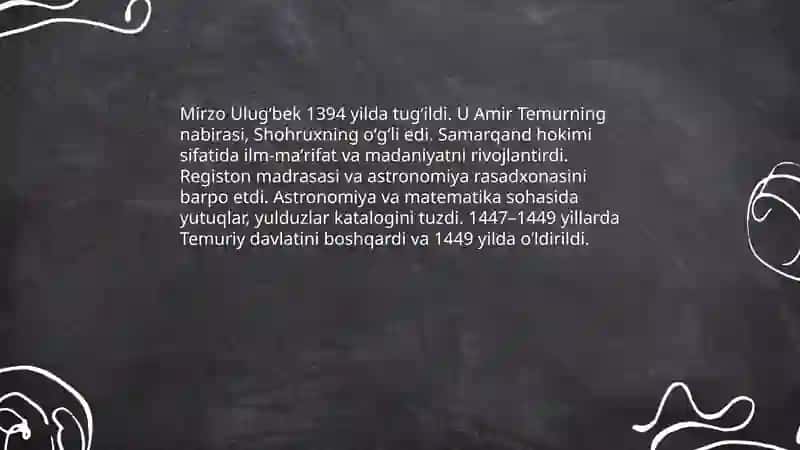 Mirzo Ulugʻbek davlat arbobi va buyuk olim 3